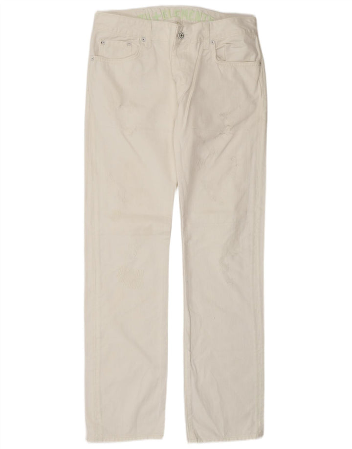 ZU ELEMENTS Dame Distressed Straight Jeans W32 L34 Hvid Bomuld