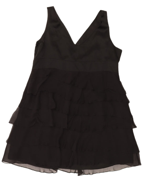 MONSOON Dame ærmeløs lagdelt kjole UK 22 3XL sort silke