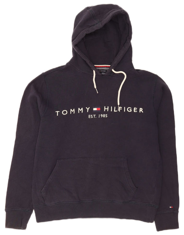 Tommy Hilfiger Dame Grafisk Oversized Hoodie Jumper UK 10 Small Navy Blue