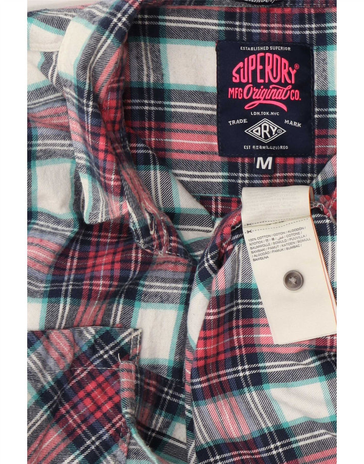Superdry Flannelskjorte til kvinder UK 14 Medium rød ternet bomuld