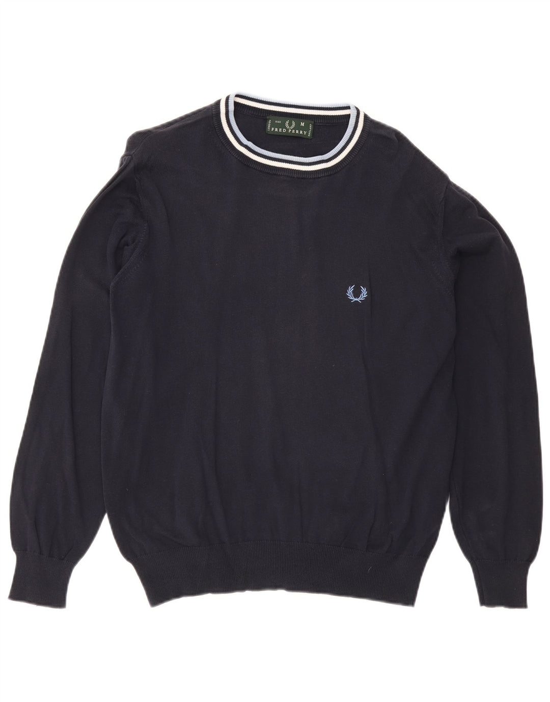 Fred Perry Herre trøjetrøje med rund hals mellem marineblå stribet bomuld