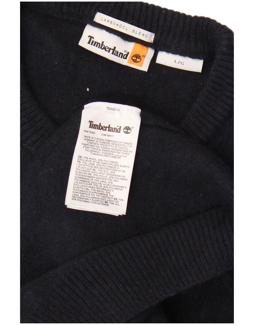 TIMBERLAND Herre sweater med rund hals, stor marineblå uld