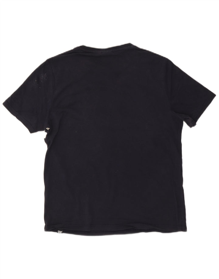 ELLESSE Herre T-Shirt Top Medium Marineblå Colourblock Bomuld