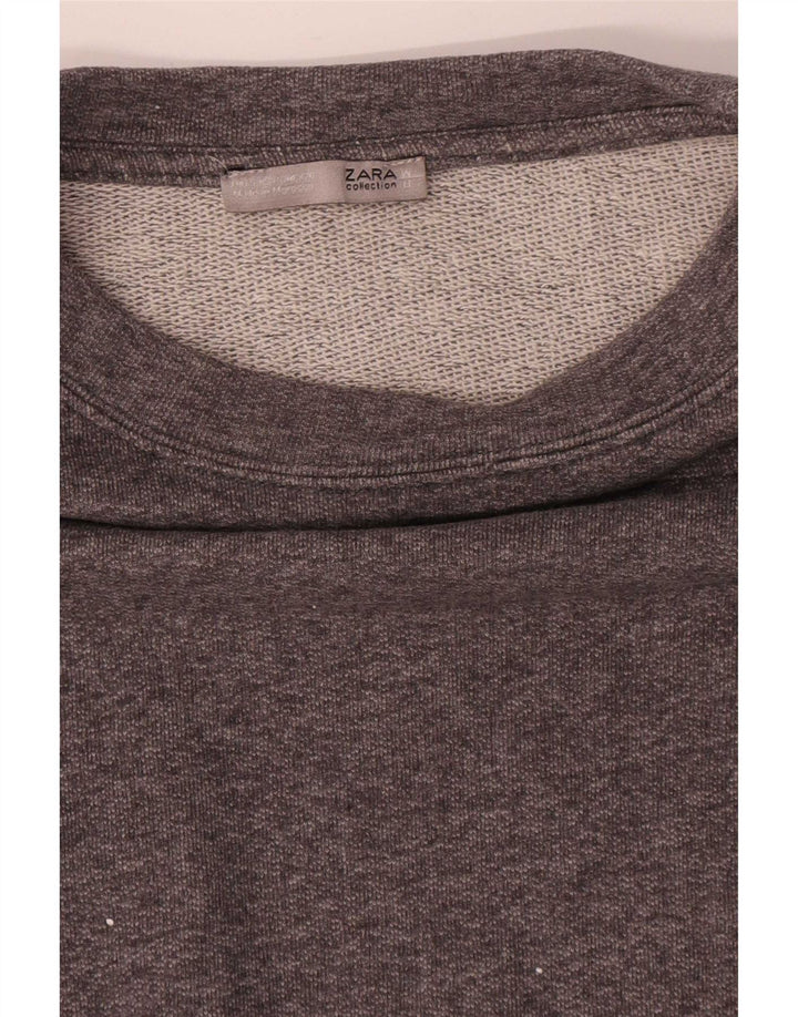 Zara Dame Oversized Sweatshirt Jumper UK 10 Small Grå Flecked
