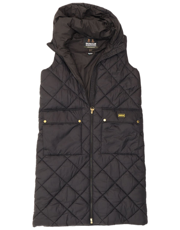 Barbour Womens Oversized Hooded Longline Padded Gilet UK 12 Medium Black