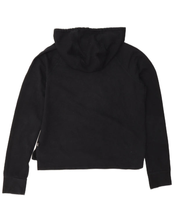 Reebok Womens Crop Graphic Hoodie Jumper UK 10 Small Black Bomuld