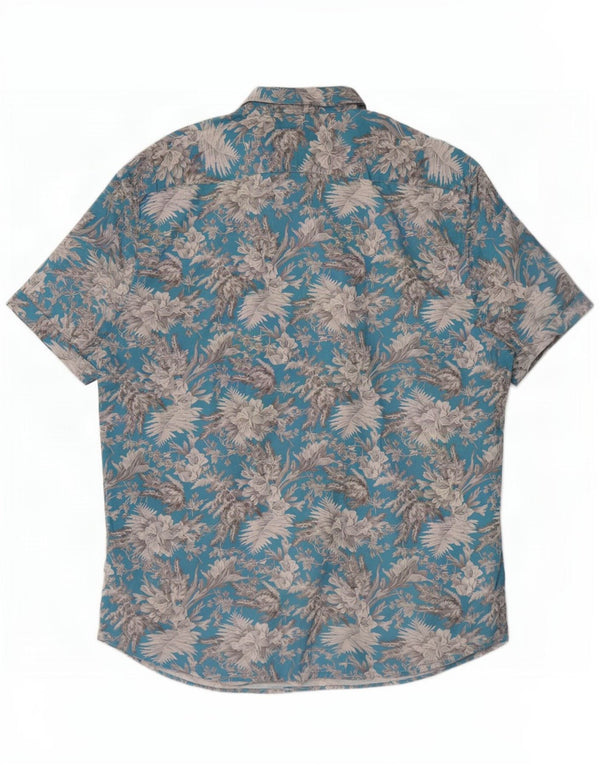 Ted Baker Herre Hawaii kortærmet skjorte str. 6 2XL Blue Floral Cotton