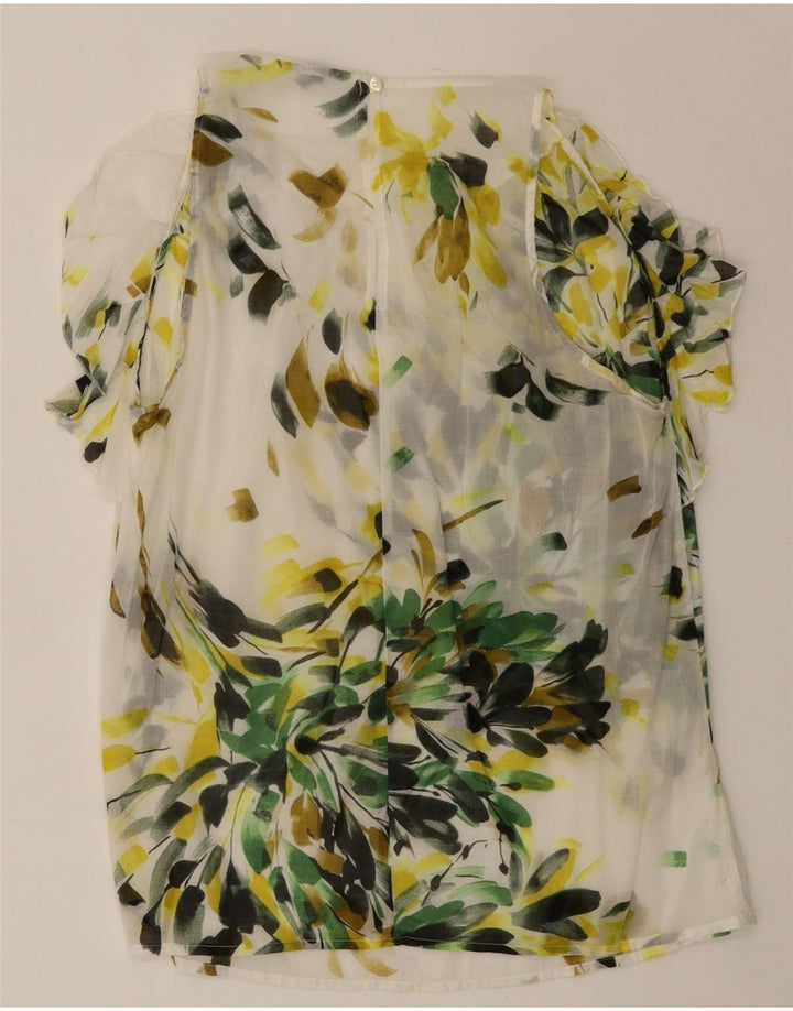 BENETTON Dame bluse Top UK 12 Medium White Floral