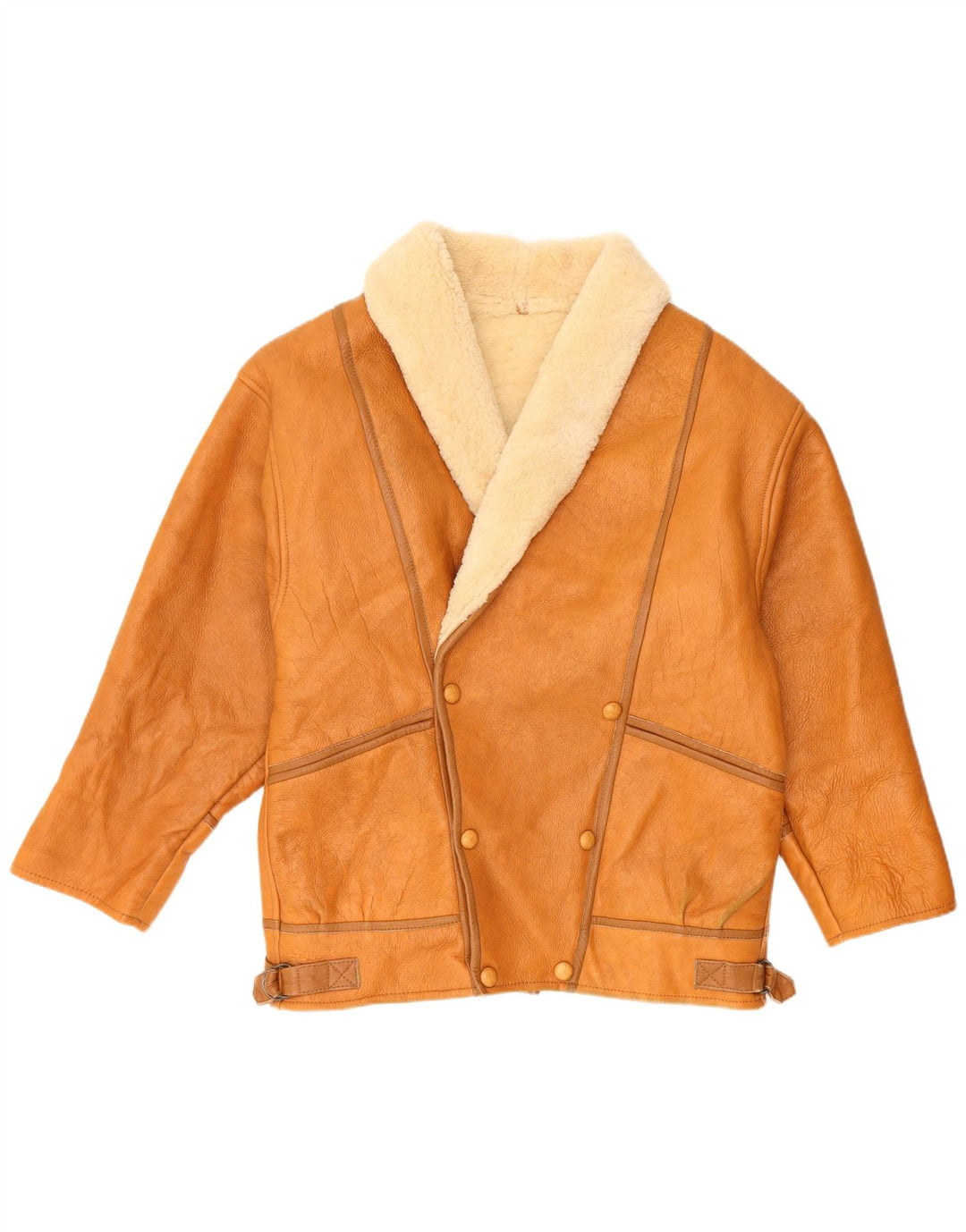 Vintage Herre Shearling Jacket UK 36 Small Brown