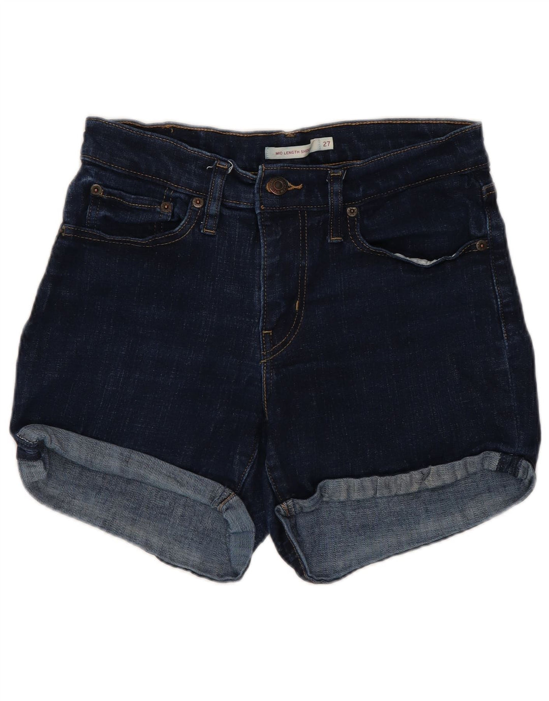LEVI'S denimshorts til kvinder i mellemhøj højde W27 Små marineblå bomuld