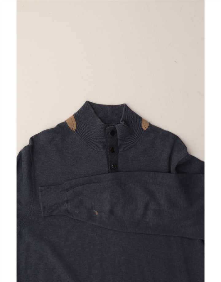 MASSIMO DUTTI Mens Button Neck Jumper Sweater Medium Navy Blue Vintage Massimo Dutti and Second-Hand Massimo Dutti from Messina Hembry 