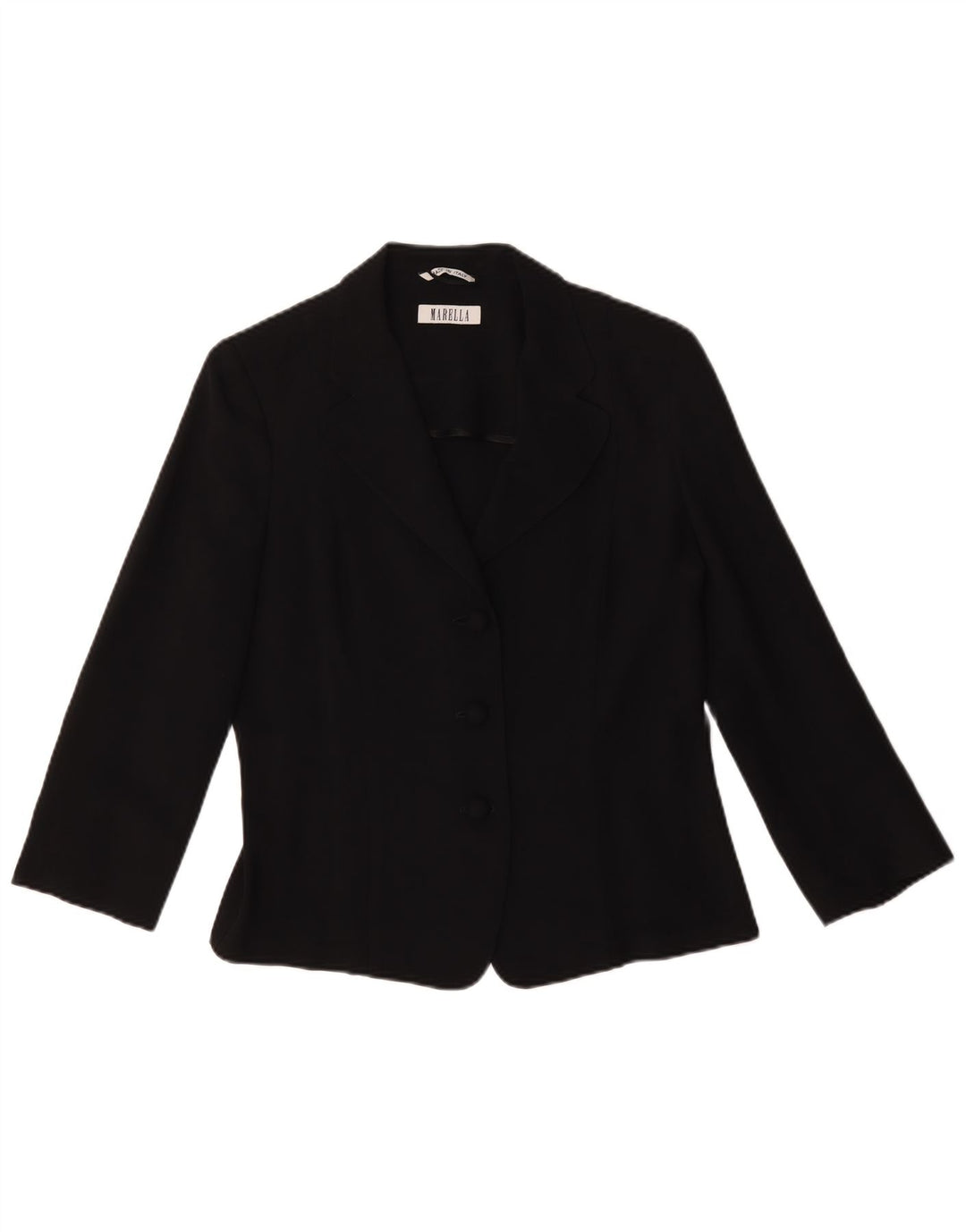 Marella Dame 3/4-ærmet blazerjakke UK 16 Large Black Acetate