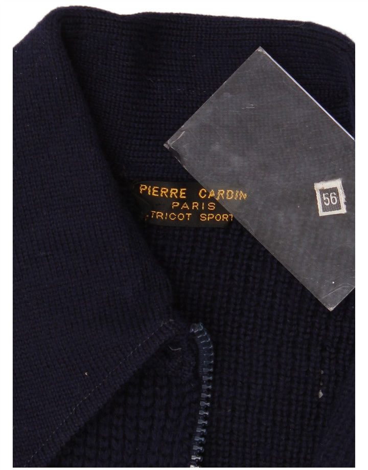 Pierre Cardin Herre Cardigan Sweater IT 56 2XL Marineblå Uld
