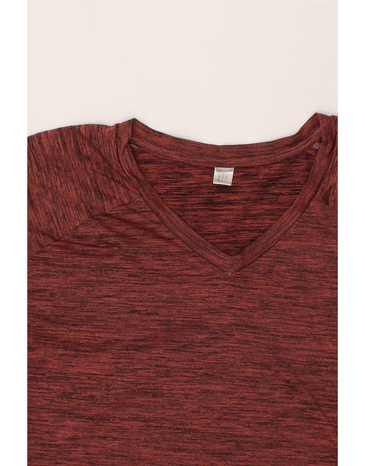 ADIDAS Womens T-Shirt Top UK 14 Medium Maroon Flecked Vintage Adidas and Second-Hand Adidas from Messina Hembry 