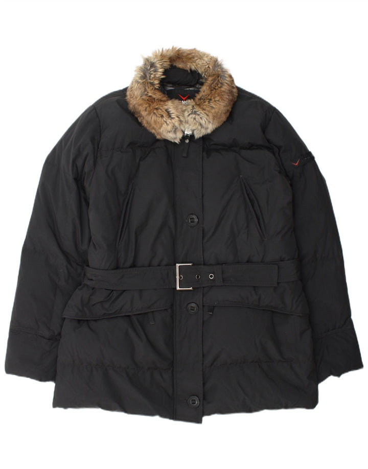 Vintage polstret damejakke IT 48 XL sort polyamid