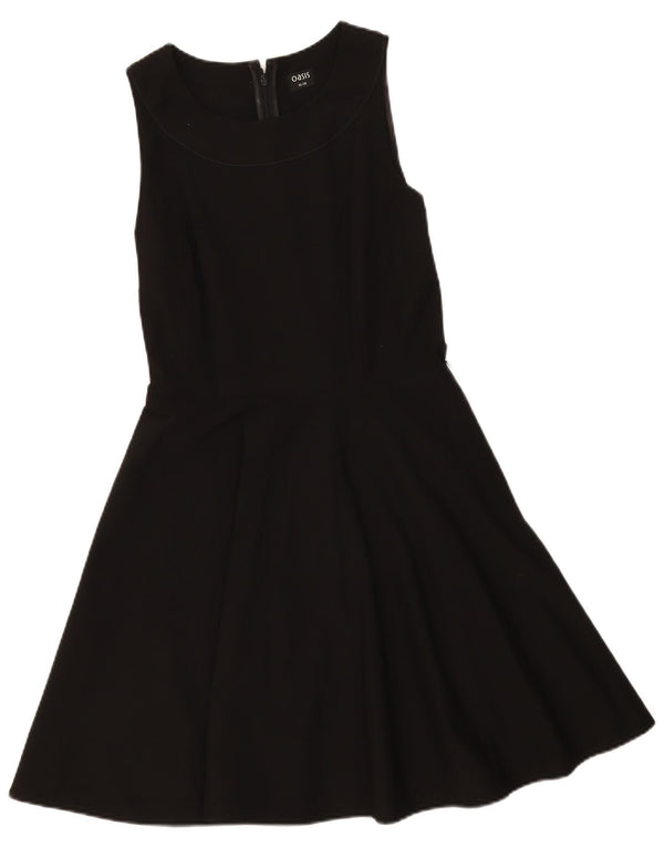 Oasis Dame Ærmeløs A-Line Kjole UK 12 Medium Sort Polyester