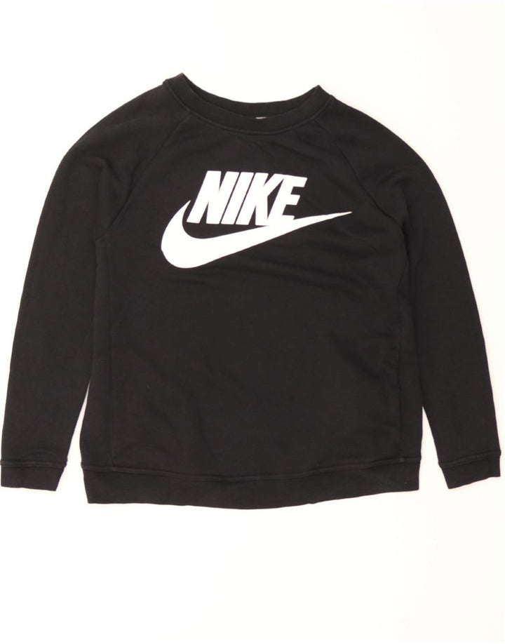 NIKE Womens Graphic Sweatshirt Jumper UK 14 Medium Black Cotton Vintage Nike and Second-Hand Nike from Messina Hembry 