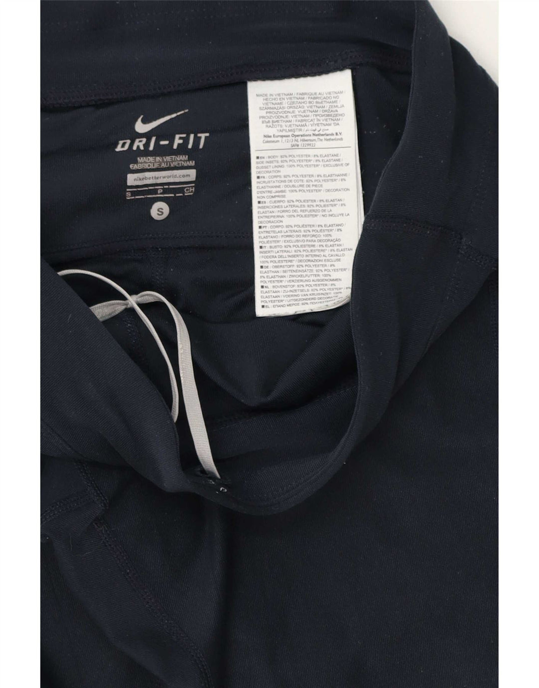 Nike Dame Dri Fit Capri Leggings UK 10 Small Navy Blue Polyester