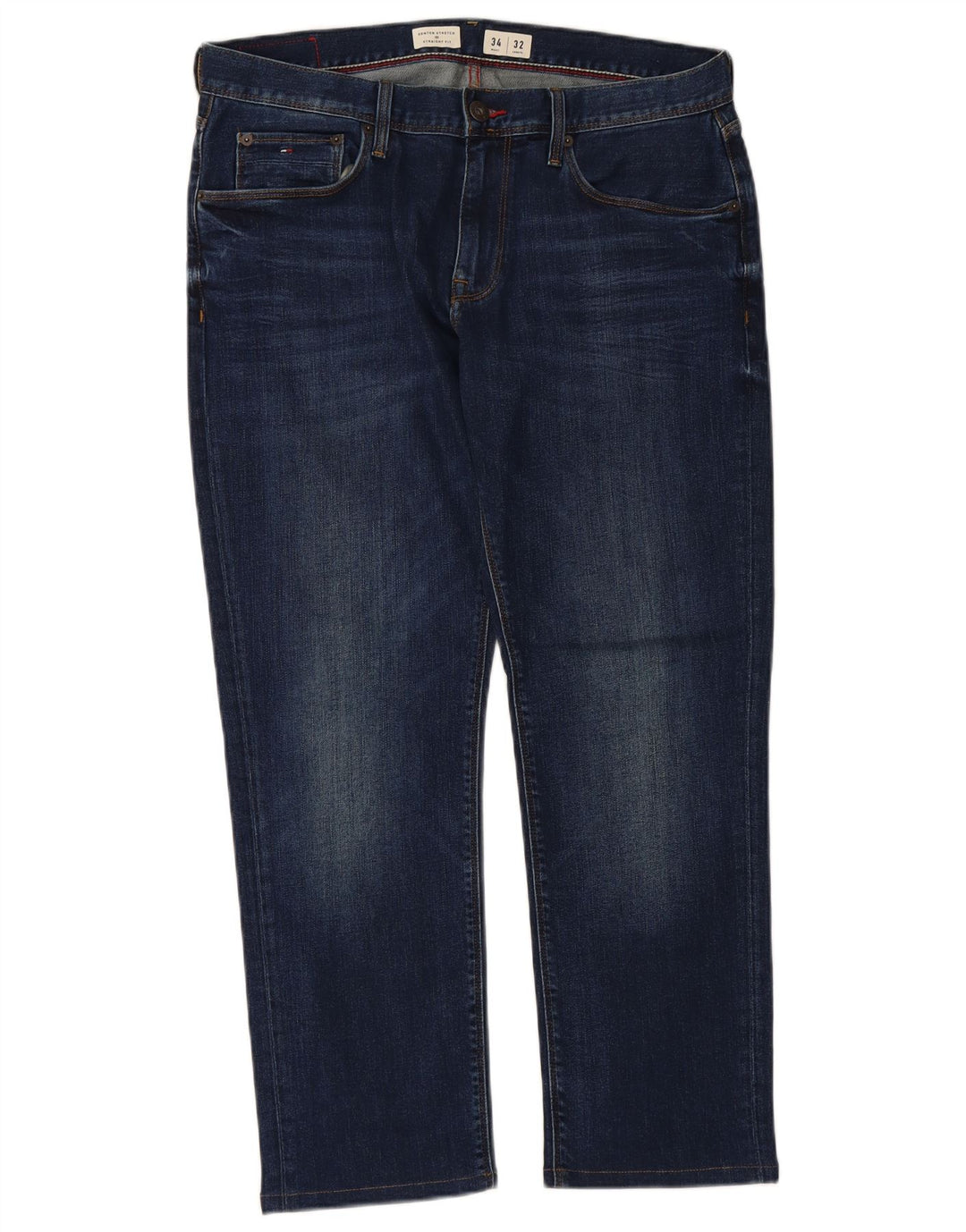 TOMMY HILFIGER Herre Denton Straight Jeans W34 L27 Marineblå Bomuld