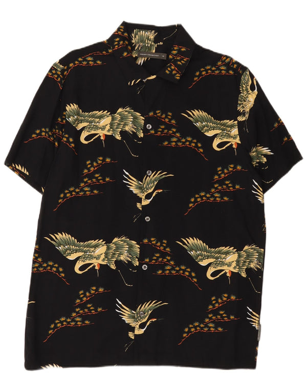 French Connection Kortærmet Herreskjorte Medium Sort Animal Print Viscose
