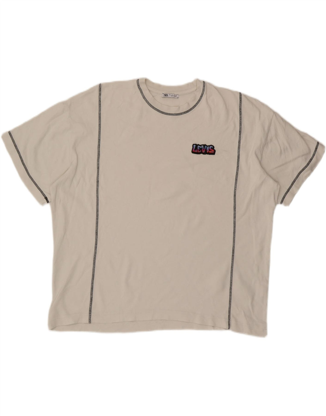 ZARA Mens Loose Fit T-Shirt Top Large White Cotton Vintage Zara and Second-Hand Zara from Messina Hembry 