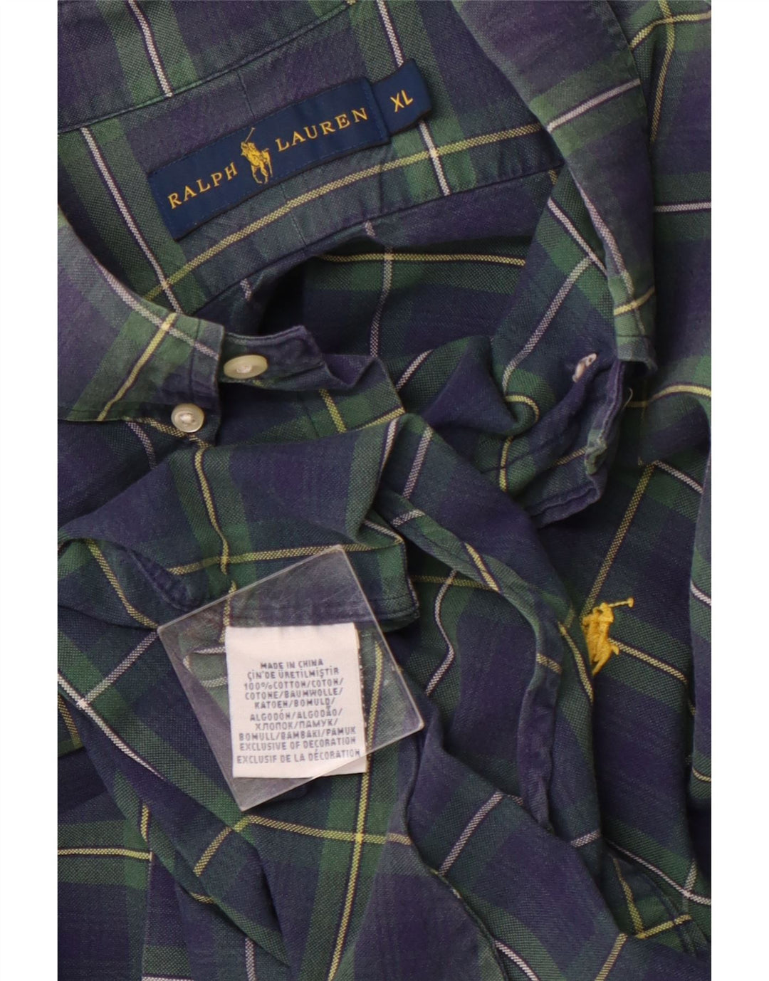 RALPH LAUREN Flannelskjorte til mænd XL Marineblå ternet bomuld