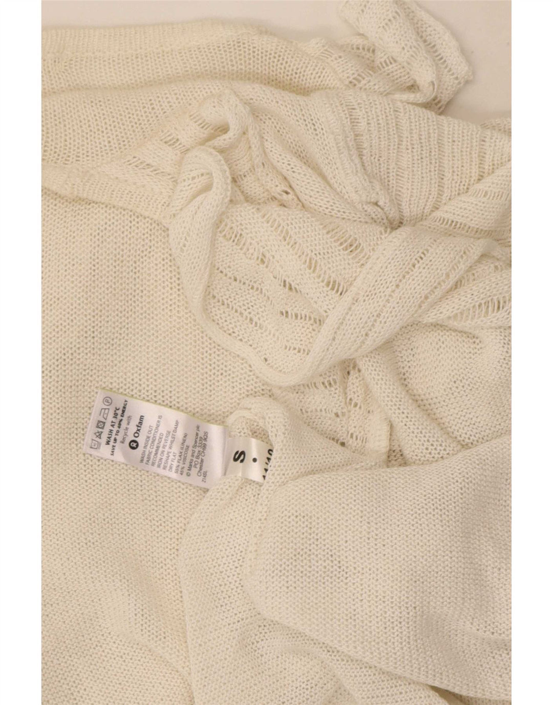 Marks & Spencer Dame Flæse Front Åben Cardigan Top UK 16 Large White
