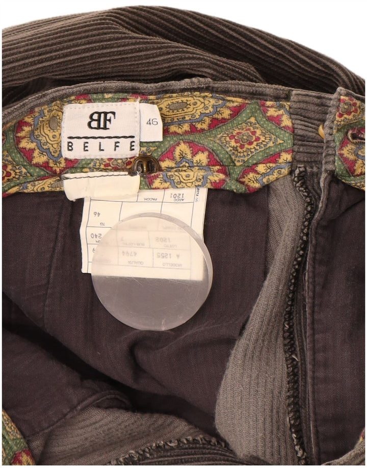 BELFE Herre Loose Fit Pegged Corduroy Bukser IT46 Small W30 L28 Grå