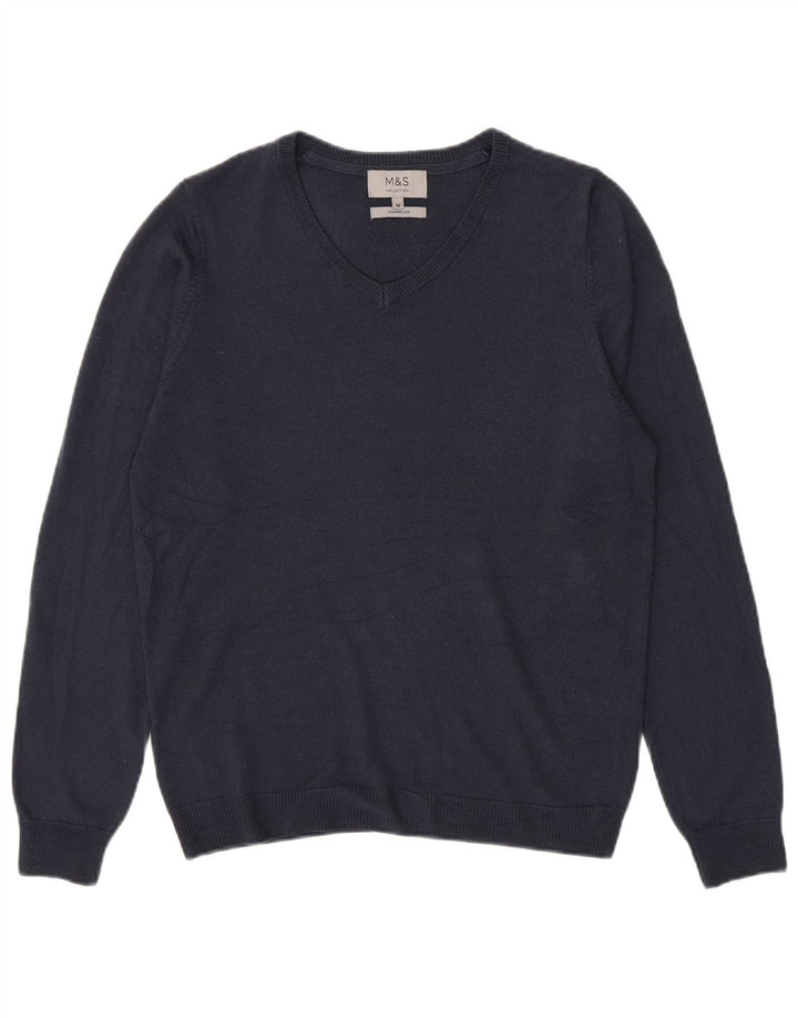 Marks & Spencer Herre V-hals sweater Medium Marineblå Akryl