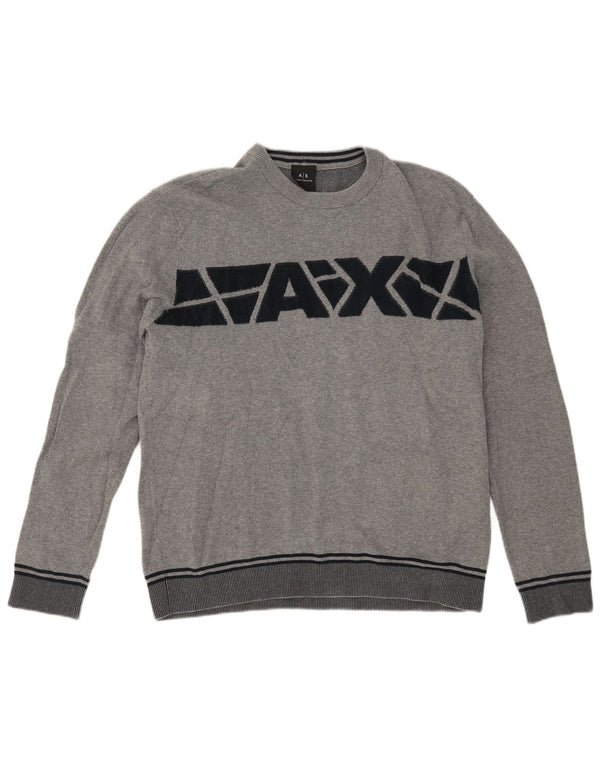 Armani Exchange Dame Jumper Sweater UK 18 XL Grå Colourblock