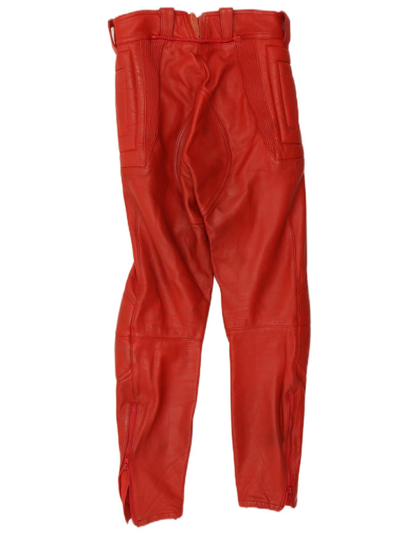 Vintage herre Moto Racer læderbukser IT 48 Medium W30 L29 rødt læder