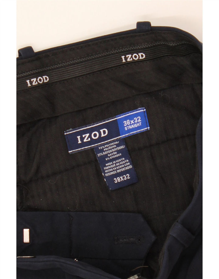 IZOD Mens Straight Suit Trousers W38 L32 Navy Blue Polyester Vintage Izod and Second-Hand Izod from Messina Hembry 