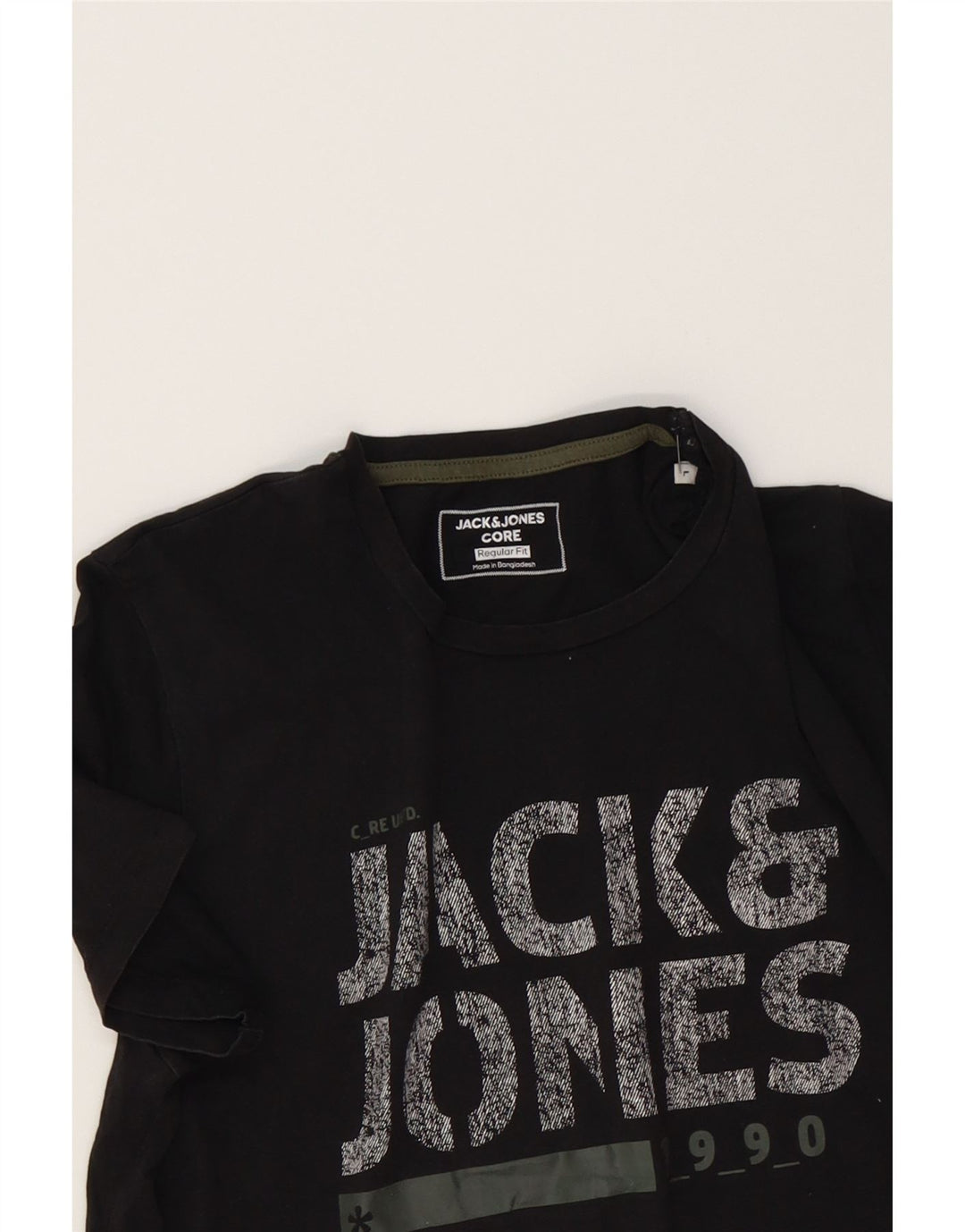 JACK & JONES Mens Regular Fit Graphic T-Shirt Top Large Black Cotton Vintage Jack & Jones and Second-Hand Jack & Jones from Messina Hembry 