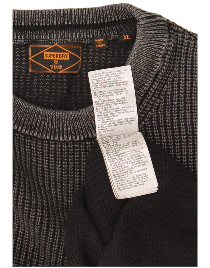 Superdry Herre sweater med rund hals XL grå bomuld