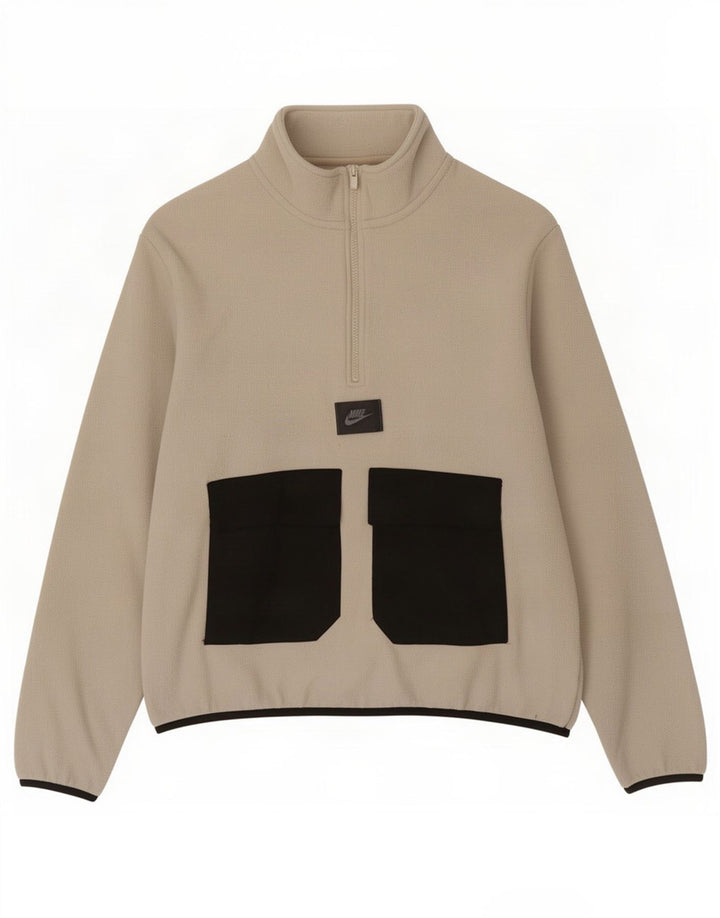 Nike Herre Therma-Fit Fleece Jumper med lynlås i mellembeige polyester