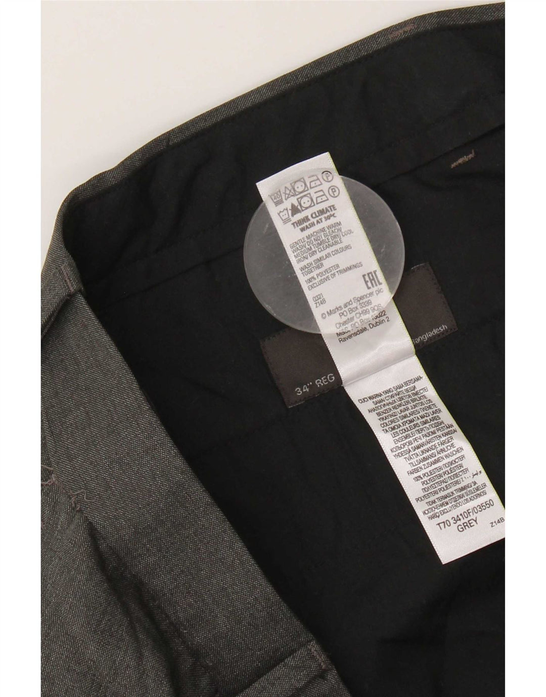 Marks & Spencer Lige jakkesætsbukser til kvinder W34 L31 Grå polyester