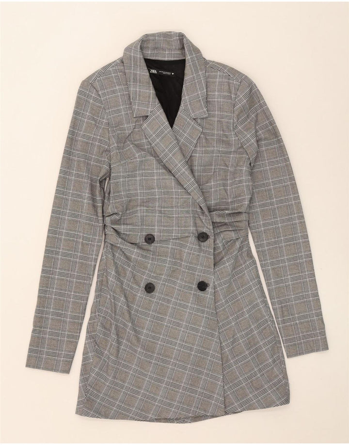ZARA dobbeltradet frakke til kvinder DK 6 XS Grå Houndstooth