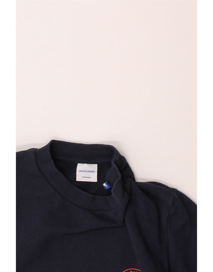 JACK & JONES Mens Sweatshirt Jumper Small Navy Blue Cotton Vintage Jack & Jones and Second-Hand Jack & Jones from Messina Hembry 