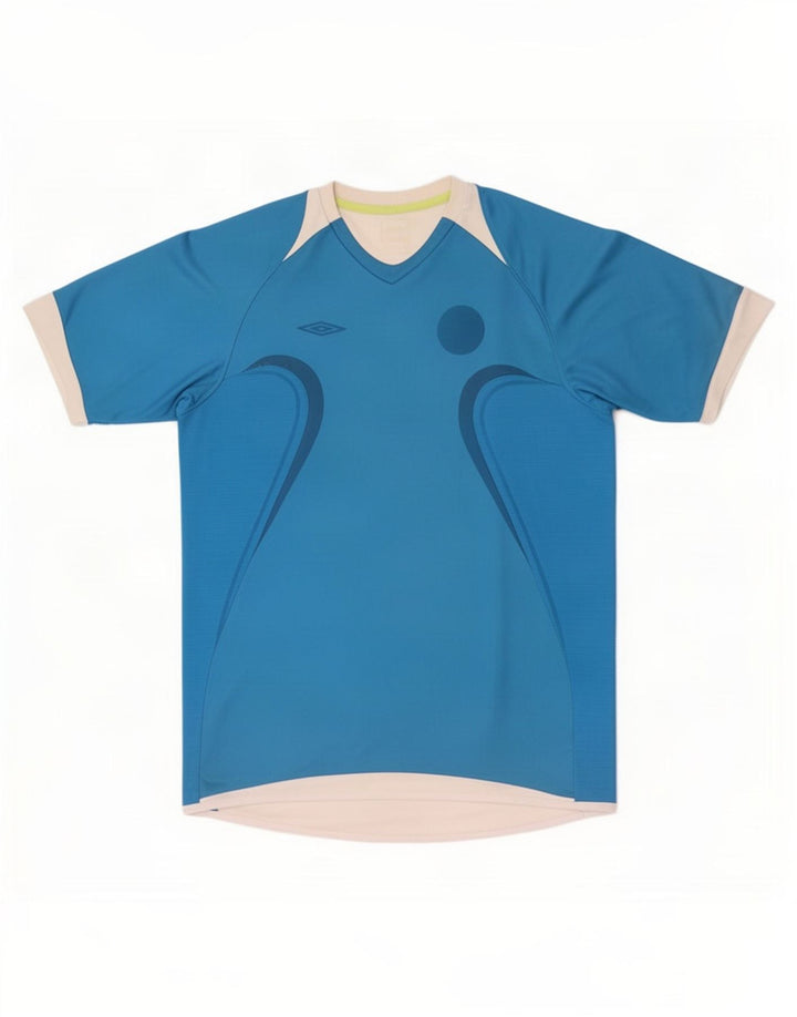 Umbro Herre T-Shirt Top Medium Blue Colourblock Polyester