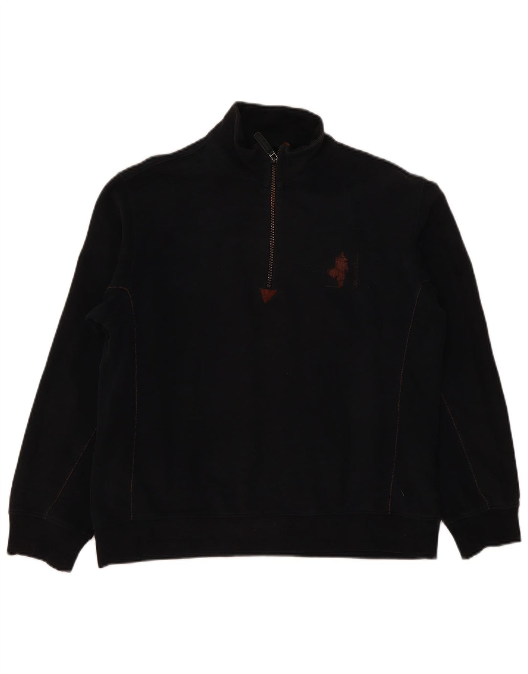 Marlboro Classics Dame Zip Neck Sweatshirt Jumper UK 16 Large Black