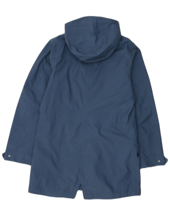 Jack Wolfskin Dame Hætte Oversized Regnfrakke UK 8/10 Small Blue Polyamide