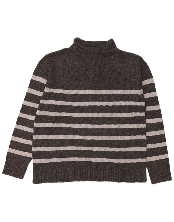 PIERRE CARDIN Herre Zip Neck trøje Sweater Stor Grå Stribet Akryl