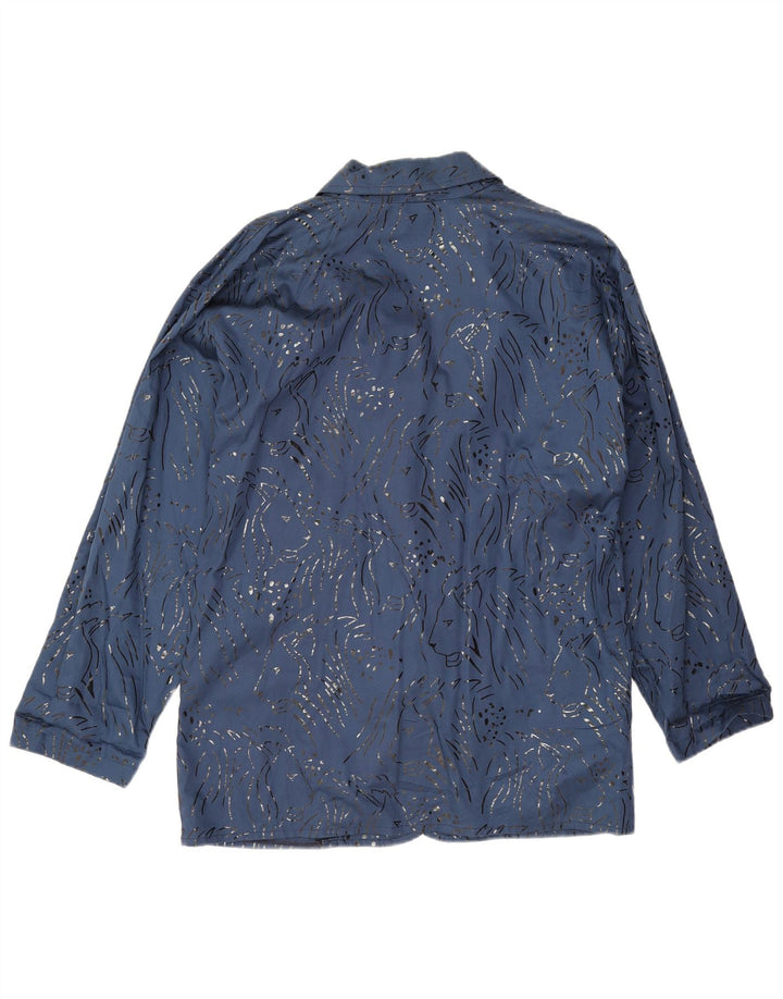 Vintage Kvinders Oversized Utility Jacket EU 40 Medium Blue Animal Print