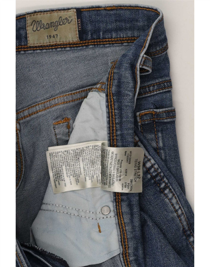 Wrangler Herre Texas Stretch Straight Jeans W38 L32 Blå Bomuld
