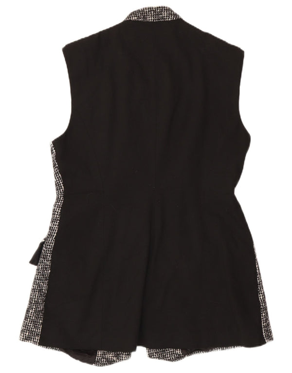 Karen Millen Womens Longline vest UK 16 Large Black Houndstooth Wool