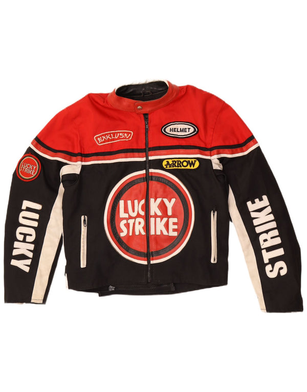 Lucky Strike Herre grafisk racerjakke UK 36 Small Black Colourblock