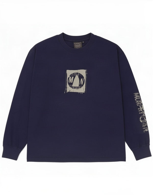 Murphy & Nye Herre Sailmakers Grafisk Top Langærmet Medium Navy Blue