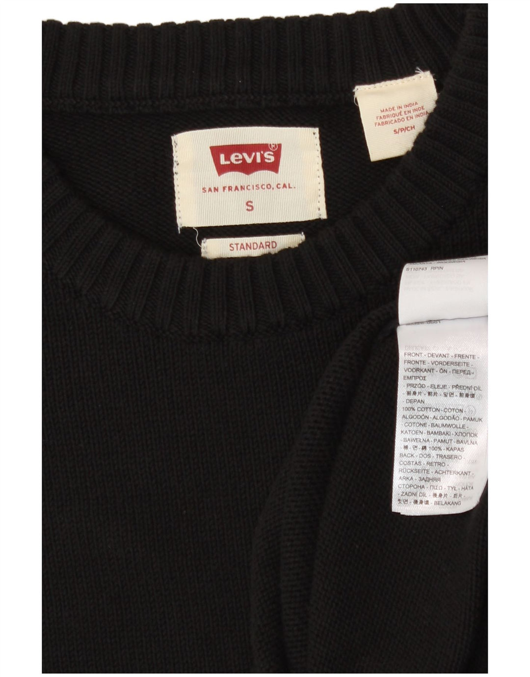 Levi's Herre standard sweater med rund hals, lille sort bomuld