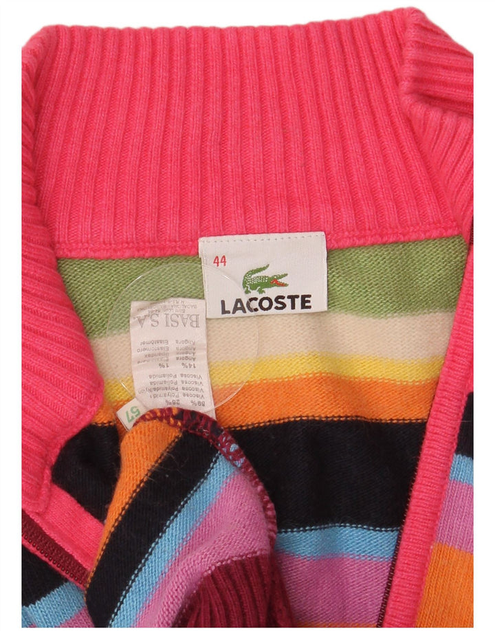 Lacoste Dame Cardigan Sweater Størrelse 44 Stor Flerfarvet Stribet
