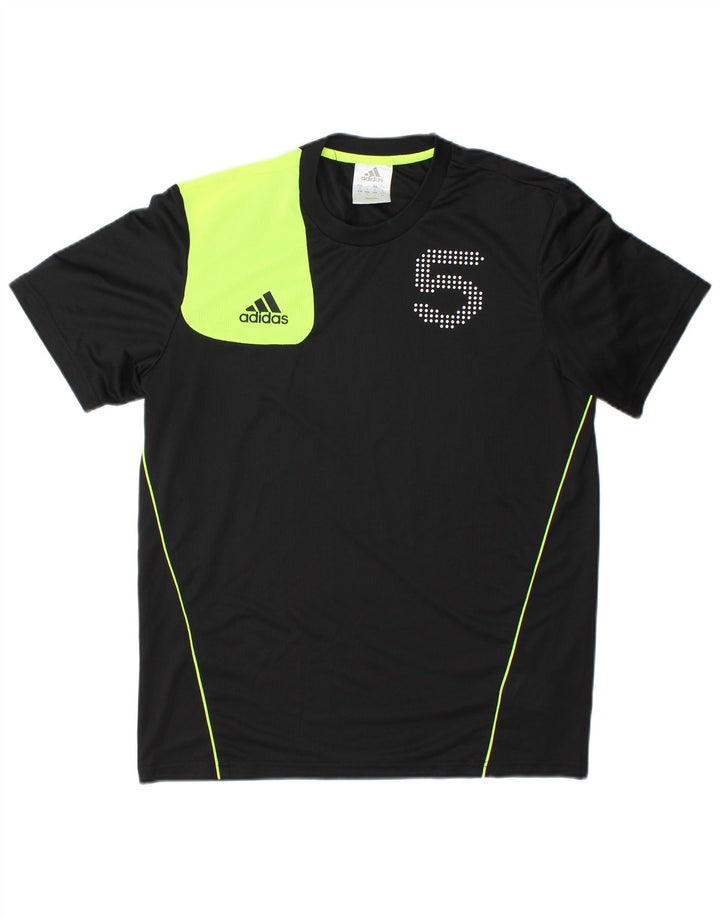 Adidas Herre grafisk T-shirt Top Medium Sort Colourblock Polyester Sports